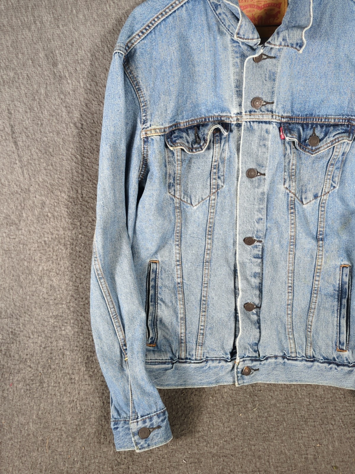 Levis Mens Large Jean Denim Jacket 72334 Blue Button Pockets