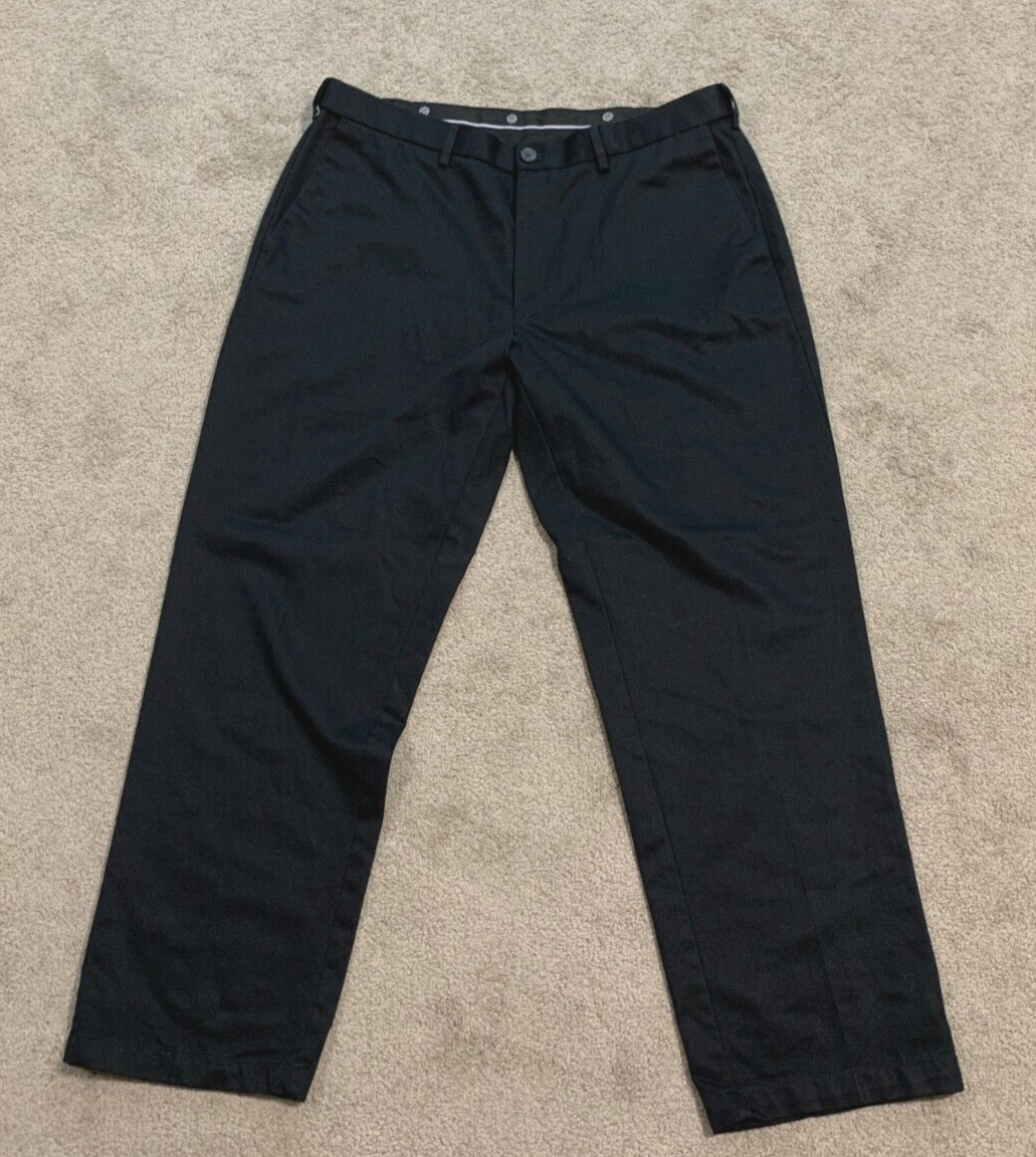 HAGGAR Classic Fit Wort to Weekend Pants MENS 38X31 Black 100% Cotton Preppy