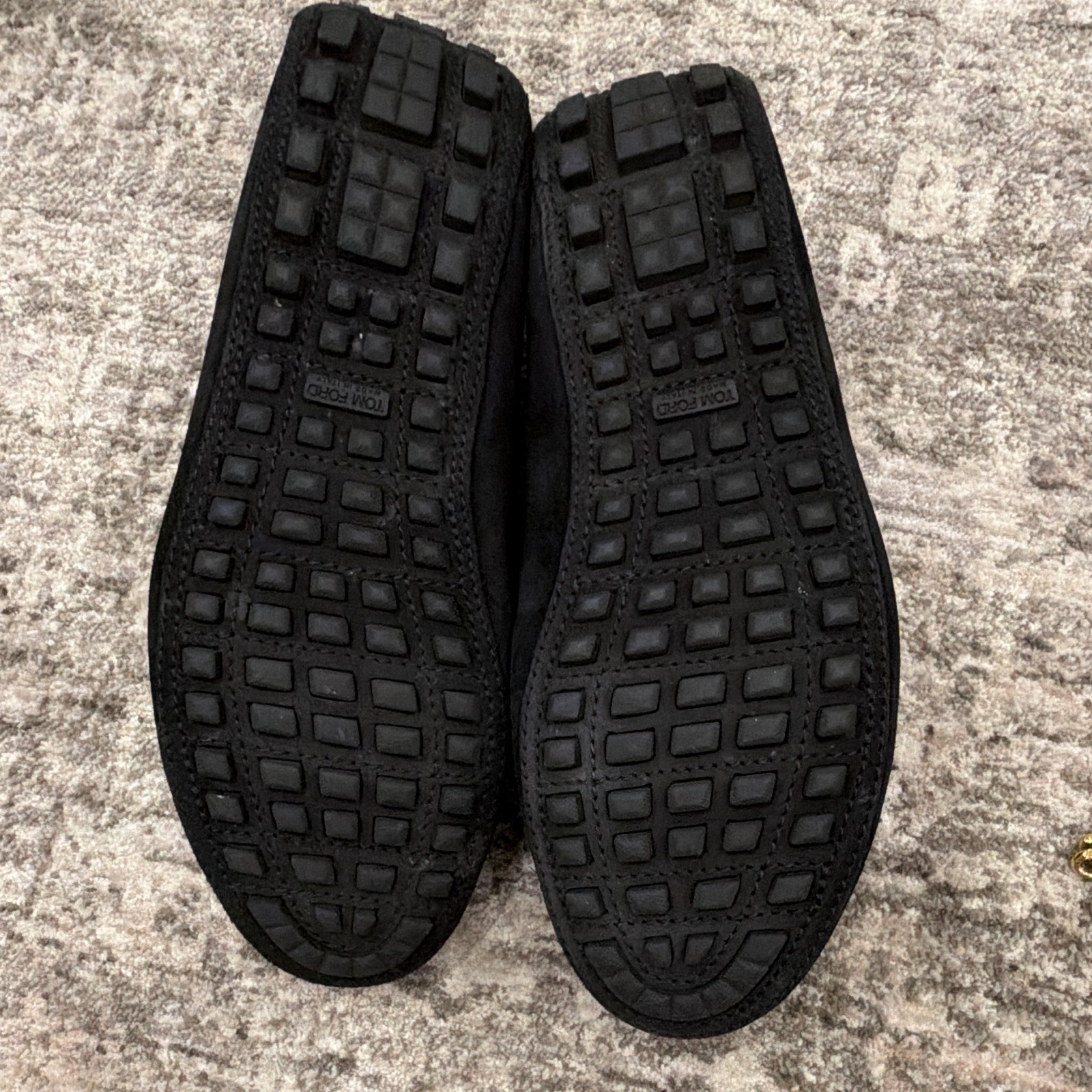 Tom Ford Black Suede Men’s Slip-On Loafer Gold Chain Accent Solid Casual