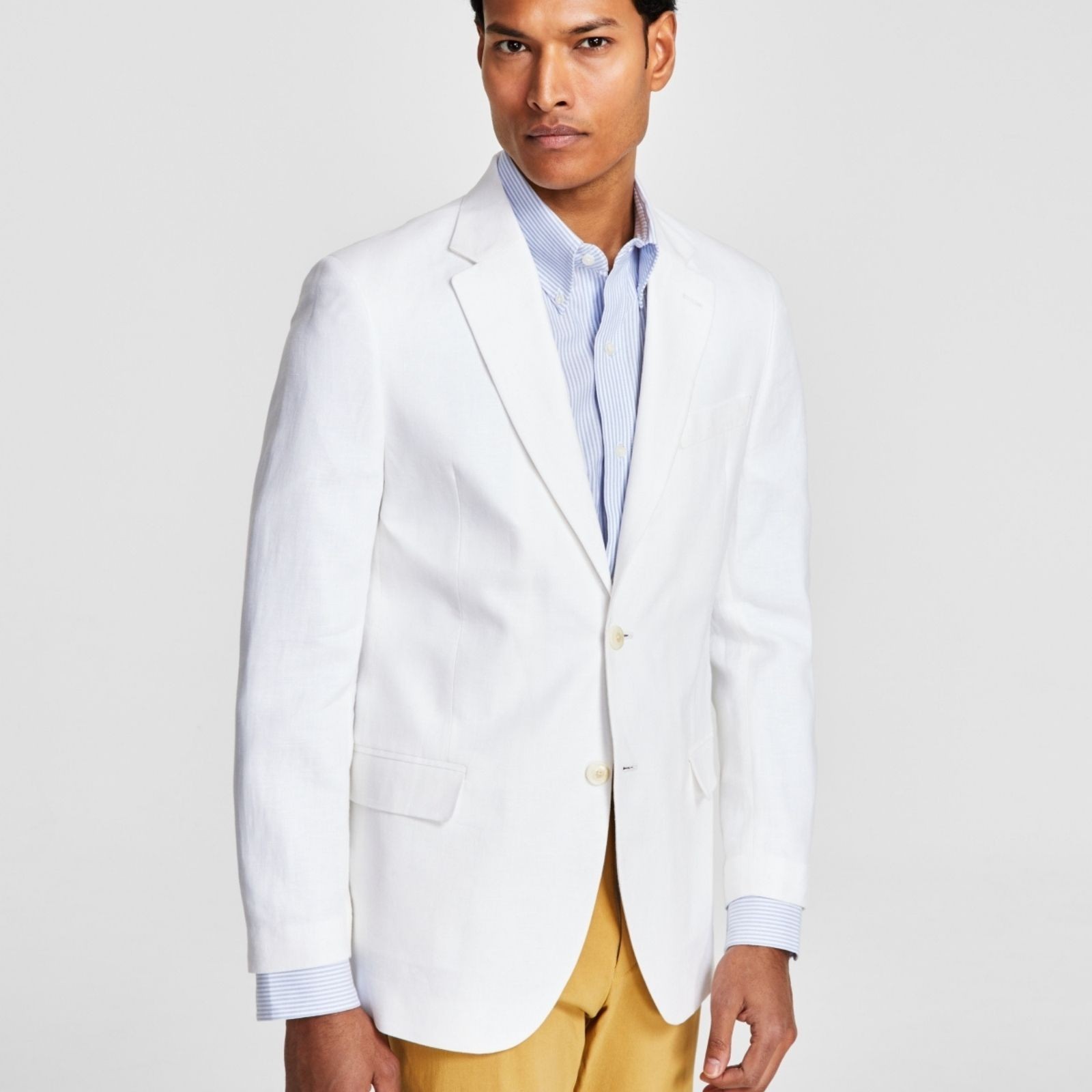 Nautica 100% Linen Blazer Mens 38S White Modern Fit Sport Coat