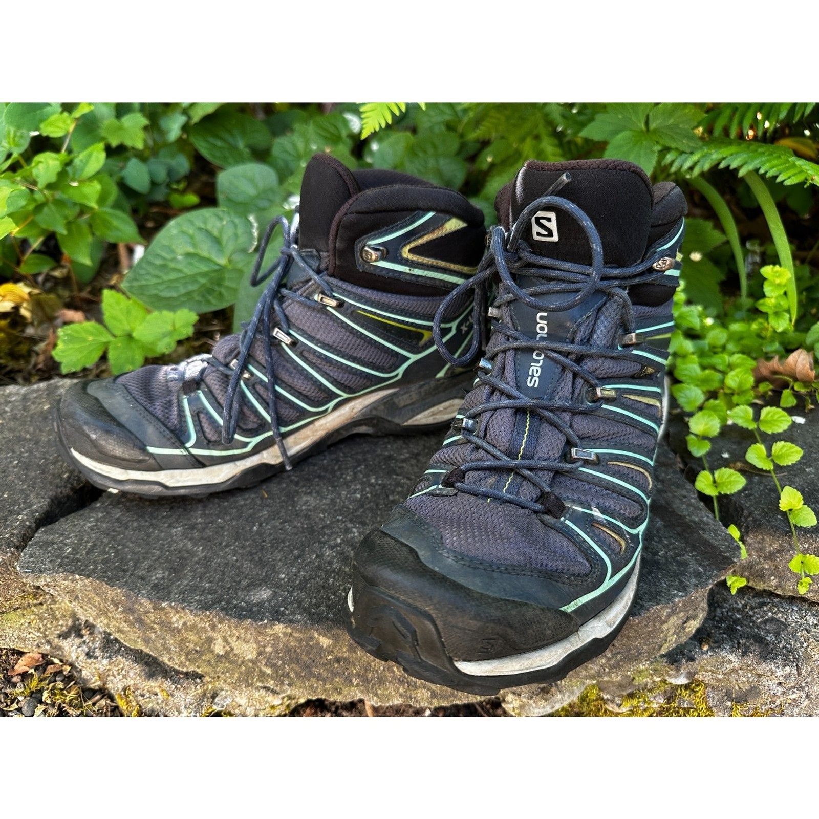 Salomon X-Ultra Mid 2 GTX Boots Trail Hiking Shoes Blue Green – Women’s Size 9.5