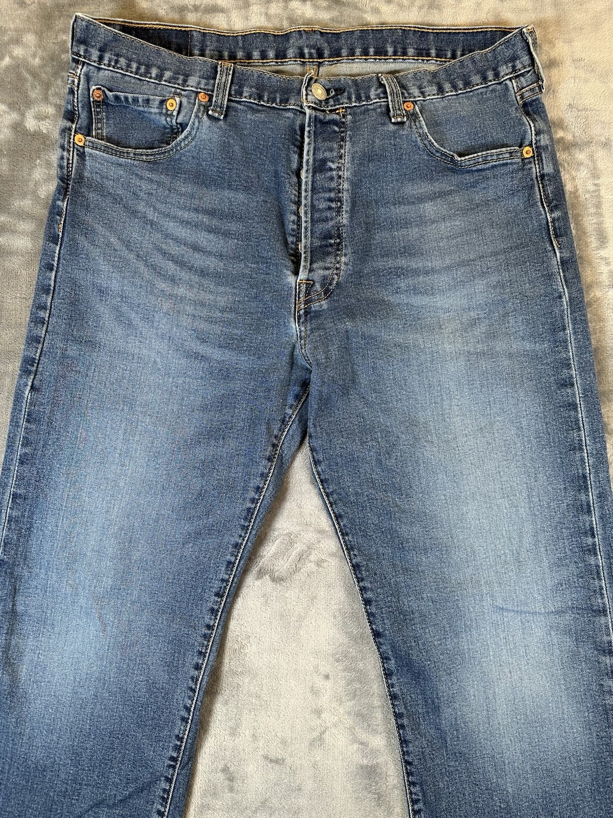 Levis 501 Jeans Mens 36×32 (34×30) Blue Denim Straight Leg Button Fly
