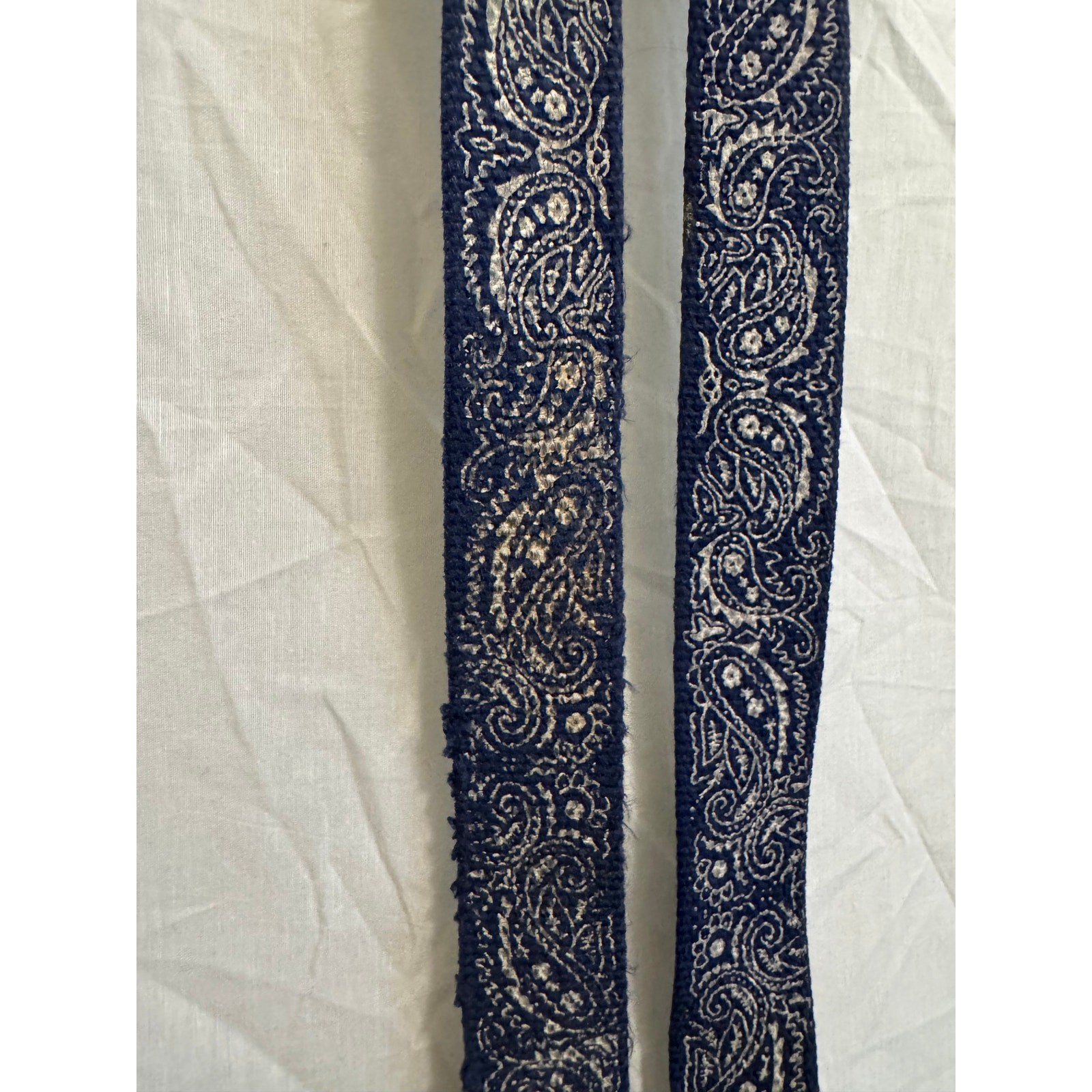 Vintage Blue Paisley Slide Belt Adjustable Retro Waist Accessory