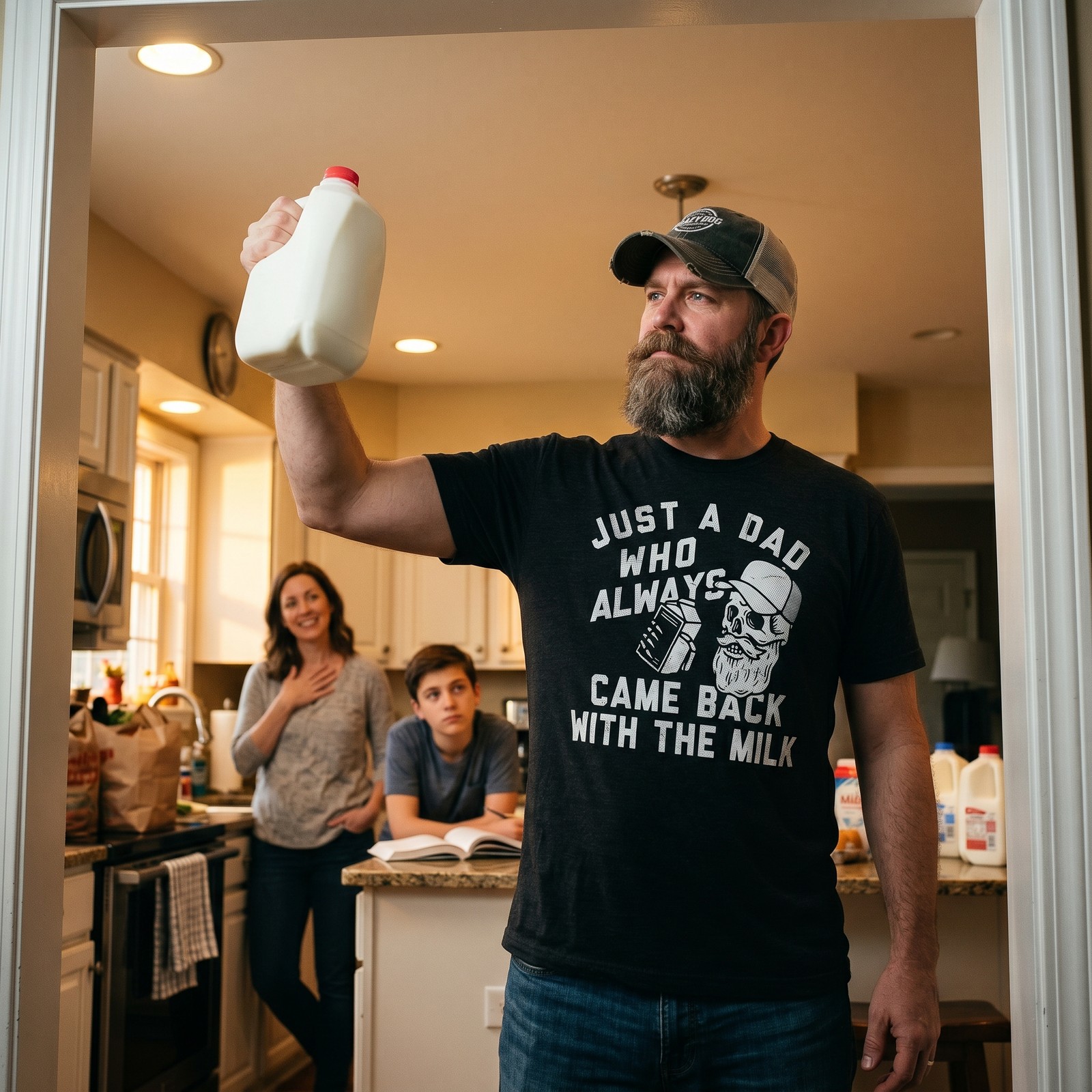 Mens Funny T Shirts Just A Dad Who Always Came Back With The Milk Sarcastic