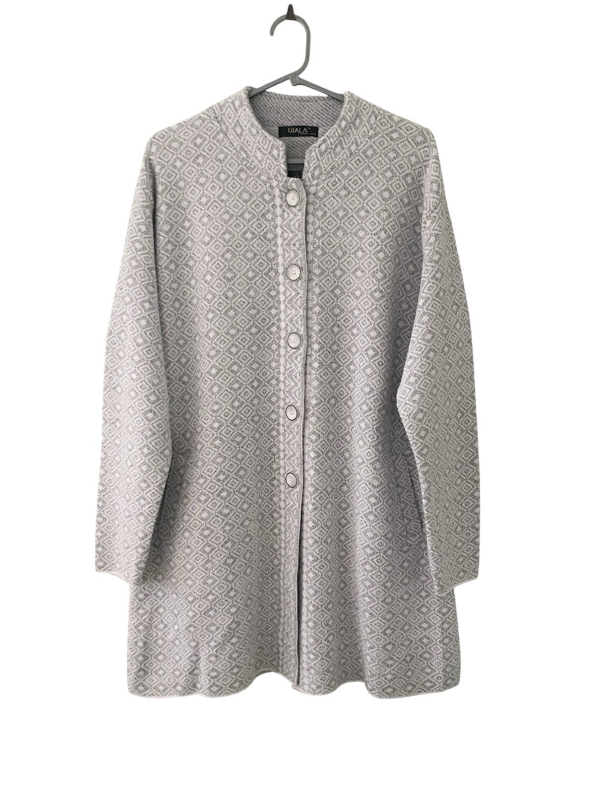 Women Knit Coat Coatigan UK 20 Long Grey Cardigan Button Smart Evening India NEW
