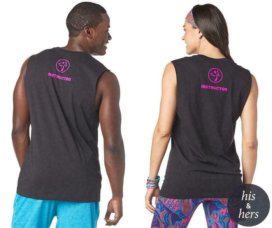 Zumba Unisex Instructor Vibes Muscle Tank – Bold Black Z3T00186 size XS/S (B197)