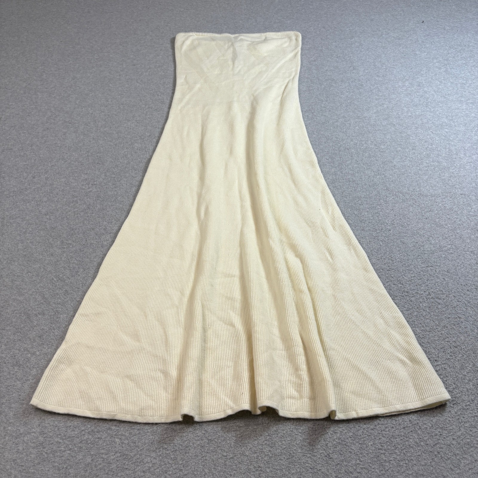 Showpo Jenaa Dress Womens 4 White Strapless Knit Midi A-Line Stretchy Formal