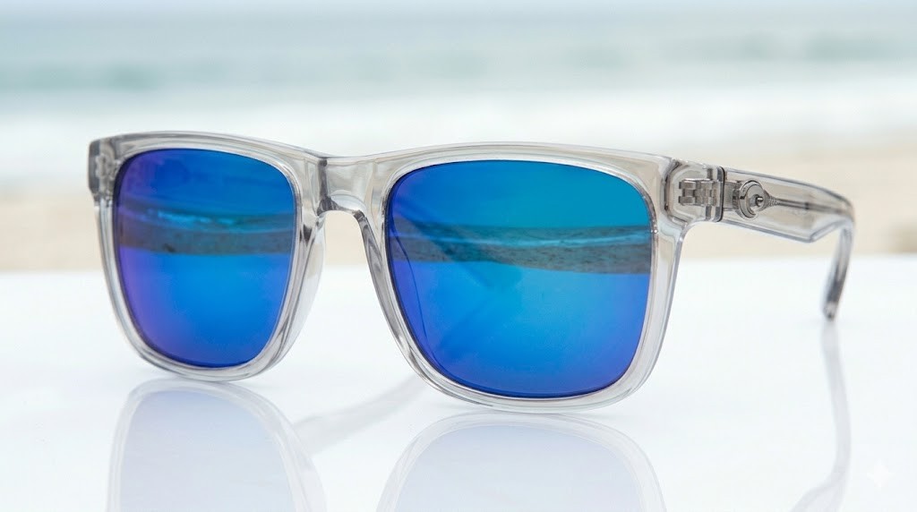 Costa Del Mar 06S2003 Tybee Shiny Light Gray Crystal Blue Mirror 580 glass lens