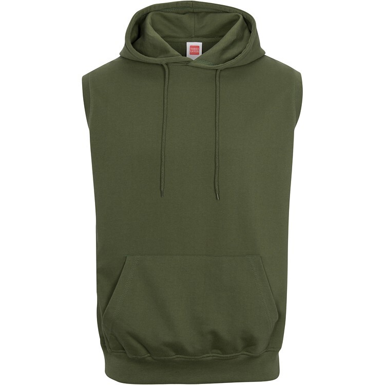 Mens Workout Hoodie Sleeveless Muscle Tank Top Gym Pullover Hooded Sweatshirt