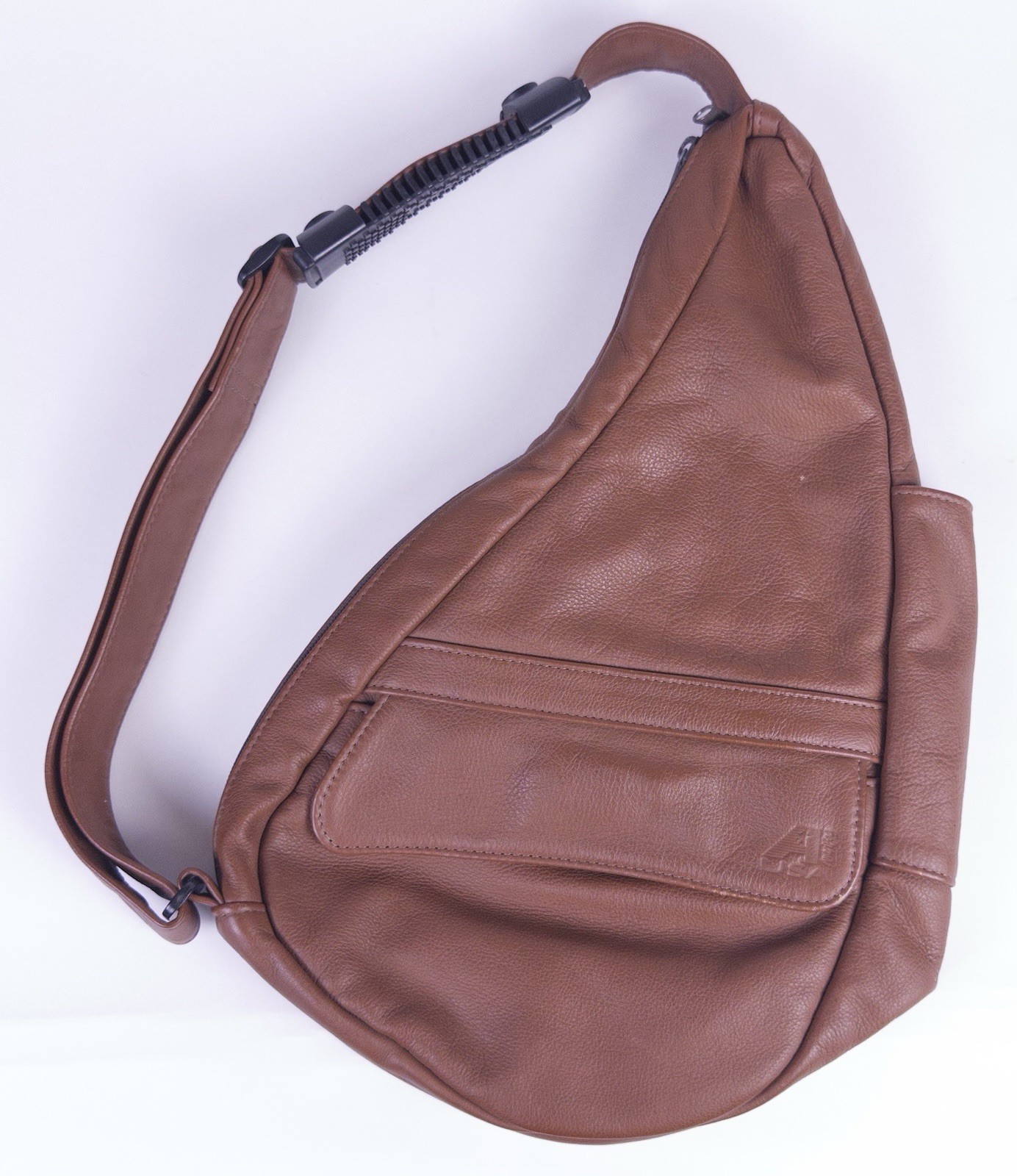 Vintage AmeriBag Healthy Back Bag Cognac Brown Pebbled Leather Sling Backpack