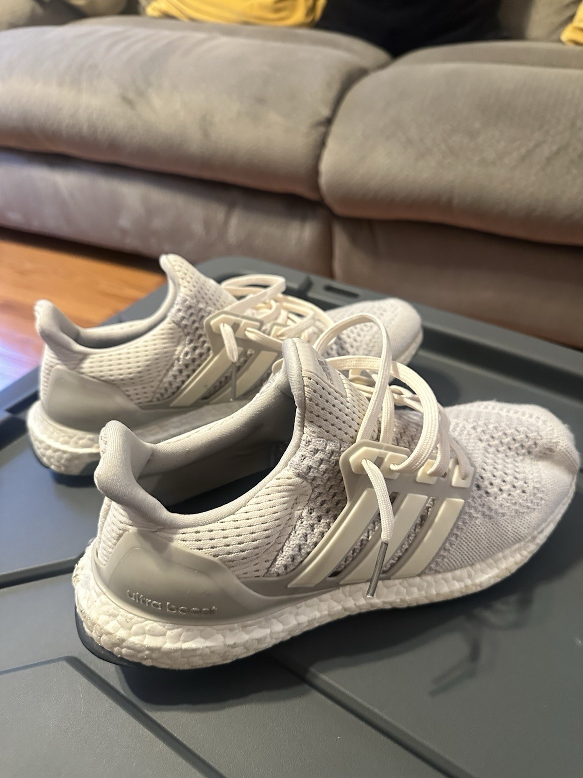 adidas UltraBoost 1.0 Limited Cream Primeknit Low Top Lace Up Sneakers AQ5559