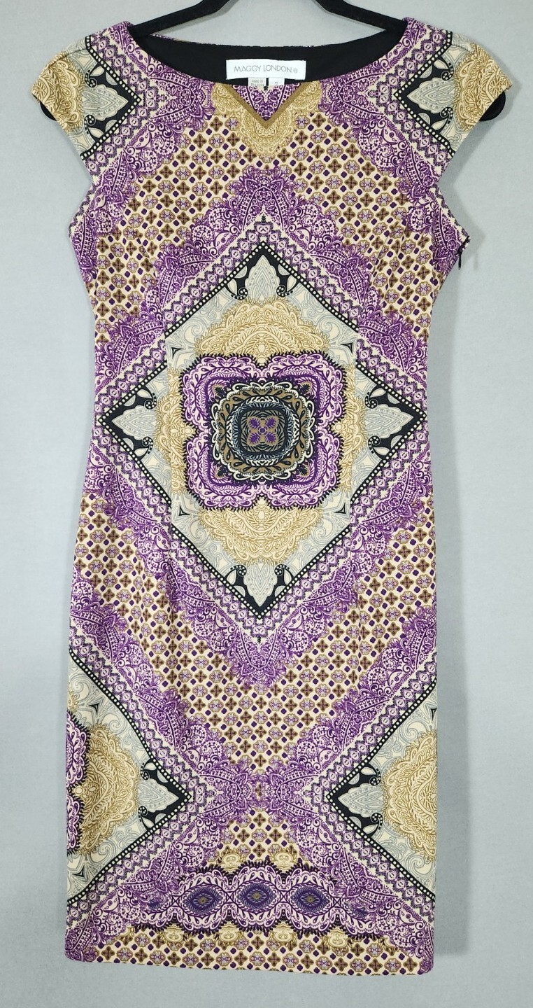 Maggy London Size 2 Sleeveless Dress Multi Colored Lined Warm Thick RN 58142