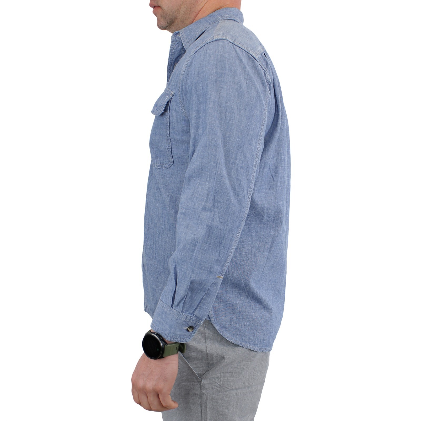 Wrangler RIGGS Workwear Shirt Cotton Denim Long Sleeve Casual Button Up Pockets