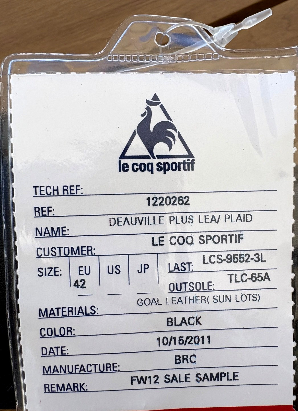Le Coq Sportif Deauville Black Men Leather Sneakers 42 Athletic Shoes 9 Trainers