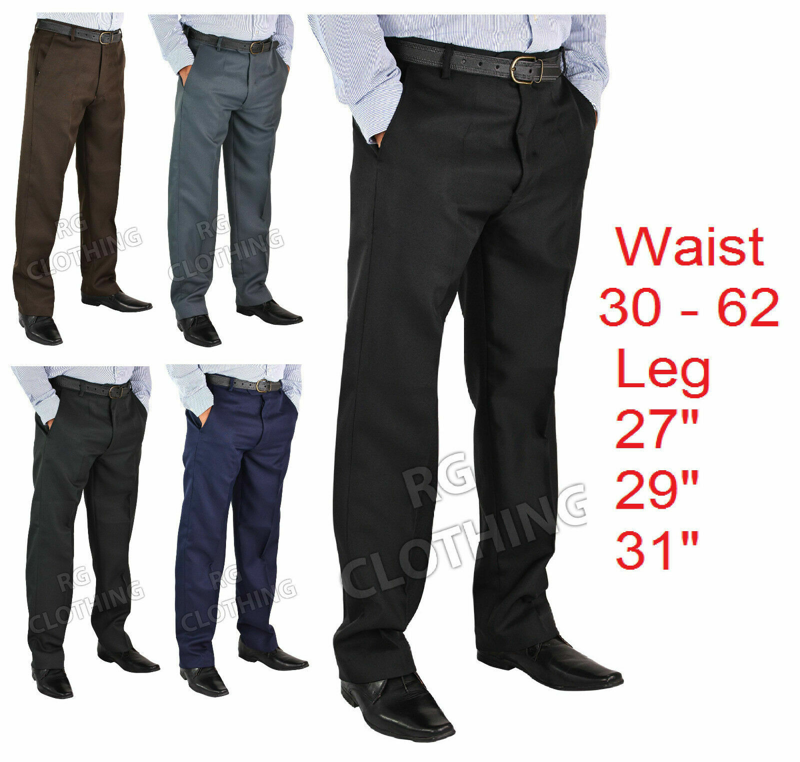 Mens Big Size Casual/Formal Trousers/Pants Waist 30-66 Leg Length 27″29″ 31″
