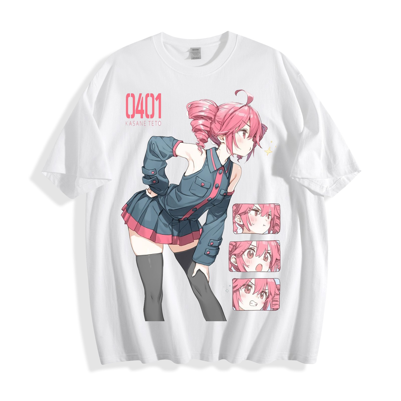 Kasane Teto 0401 Signature T-Shirt – Skirt Pose Multi-Photo Collage Unisex Tee