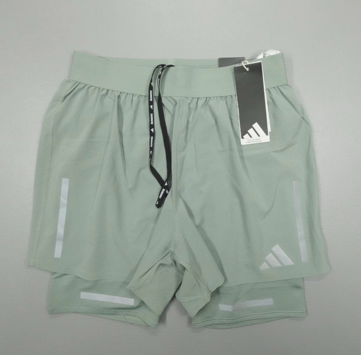 adidas Ultimate Running Reflective HIVIS 2-in-1 Shorts JC7336 Green Size XS NWT