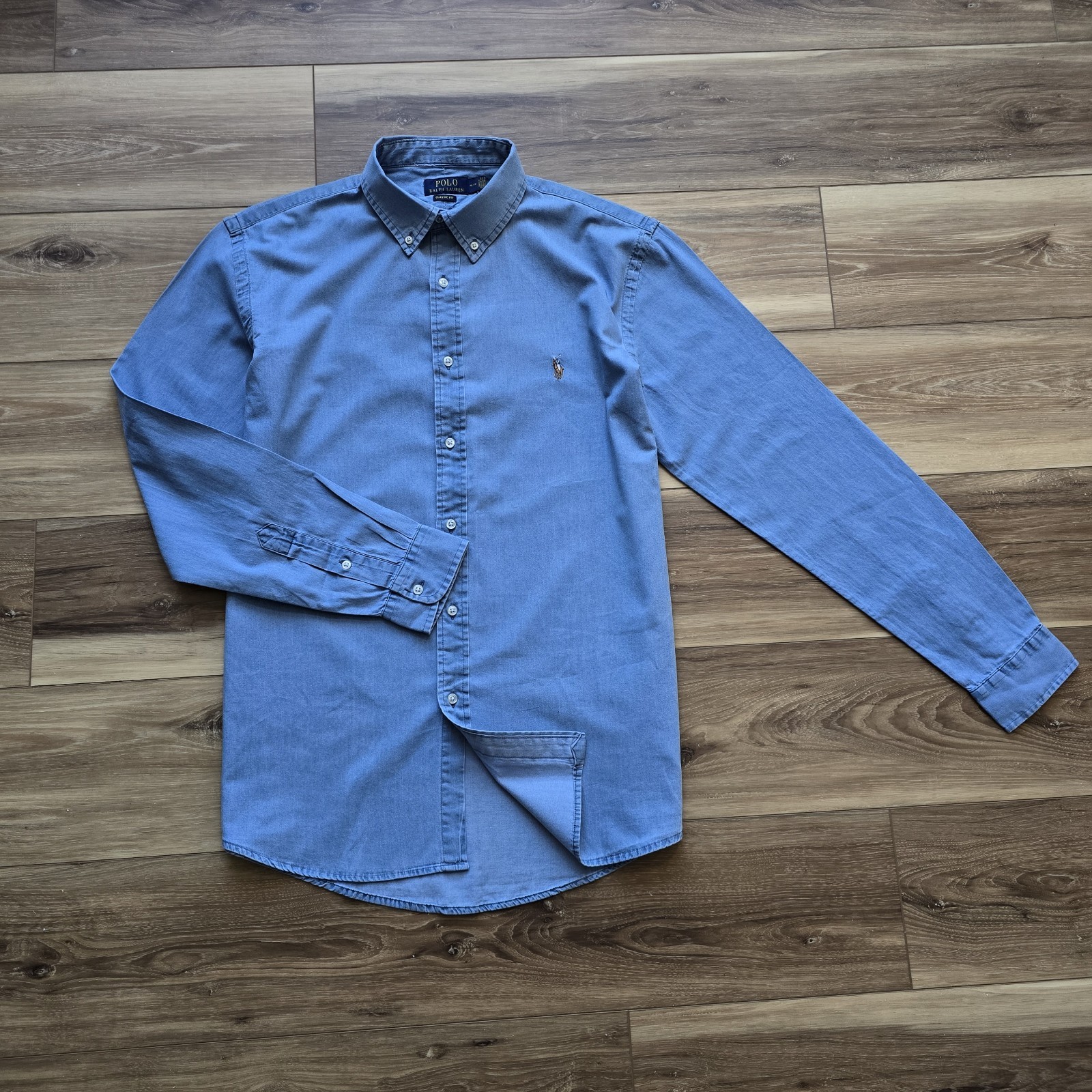 Polo Ralph Lauren Men’s Classic Fit Indigo Chambray Shirt Long Sleeve Button