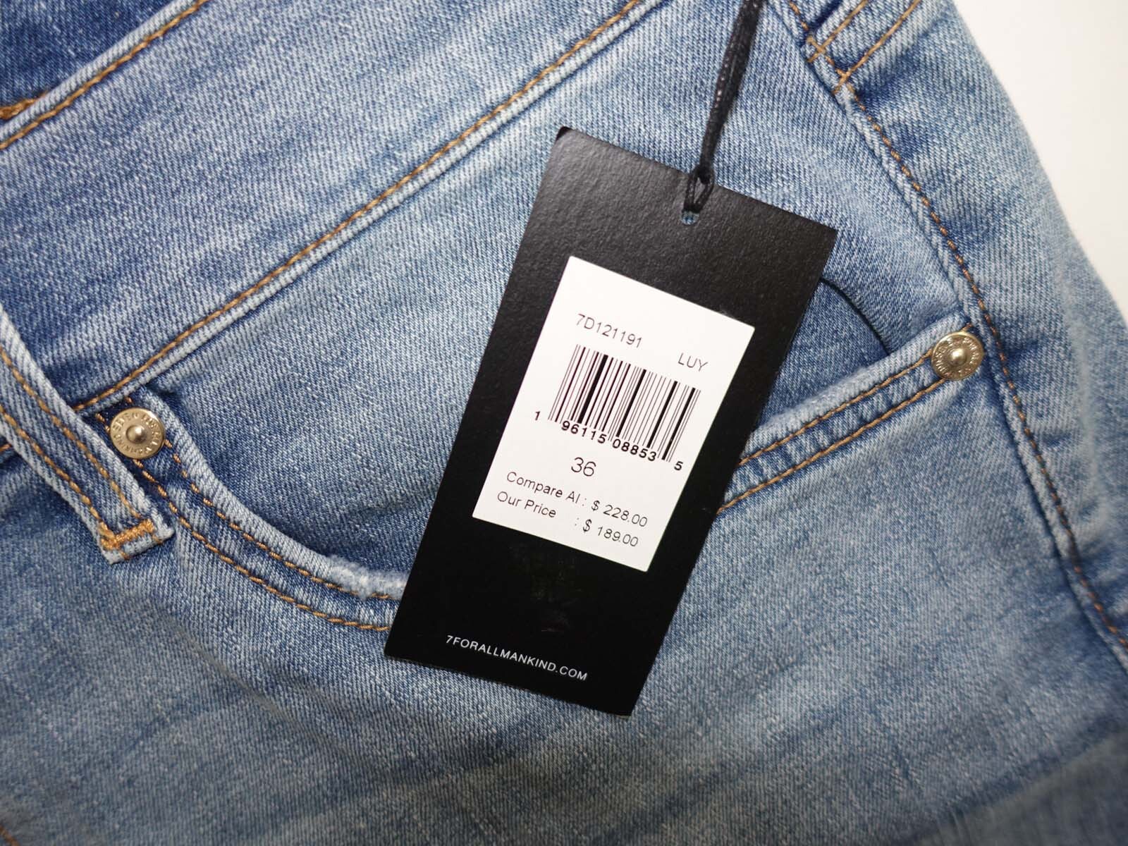 7 For All Mankind Men’s Tapered Straight Leg Jeans Size 36 x 33 NWT Laguna Wash