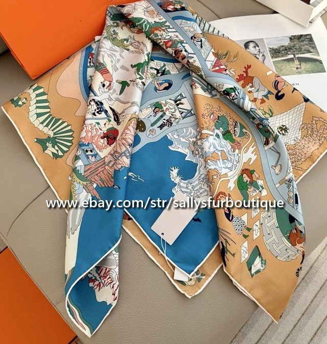Sallys Heavy 18 Momme Twill Silk Wrap Scarf Horse Print Double Face Shawl 35″