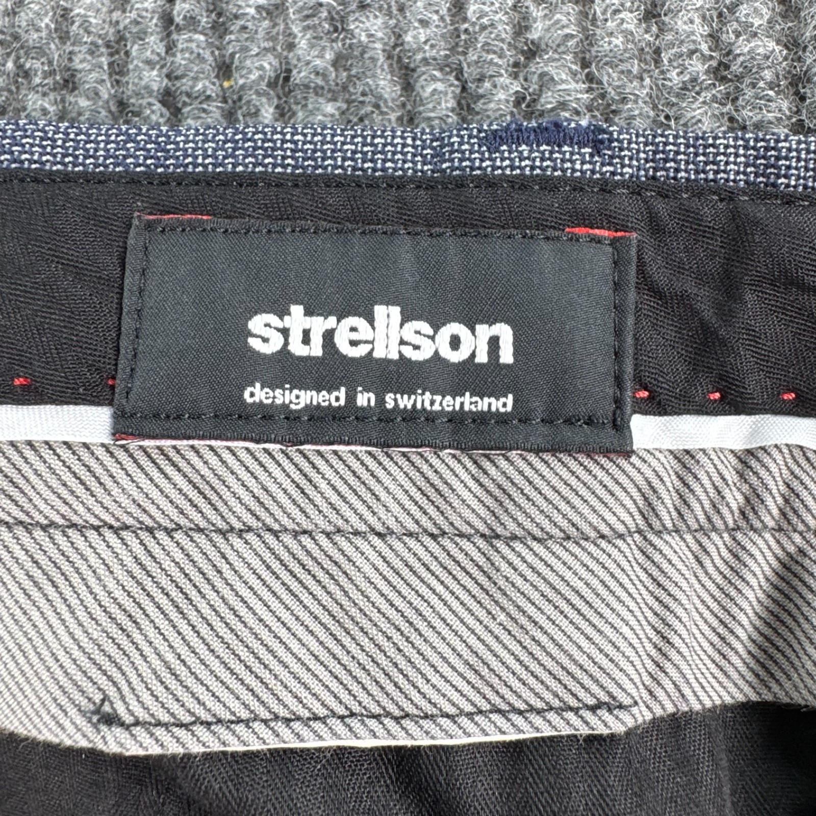 Strellson Pants Men 36×29.5 Blue Linen Hopsack Flat Front Summer Premium Slacks