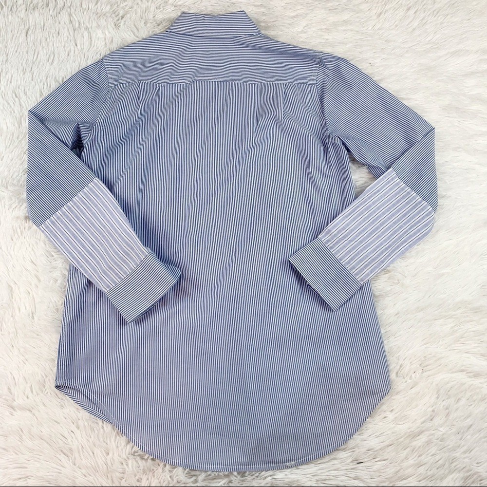 Equipment women’s XS long sleeve blue striped button up shirt poplin cotton