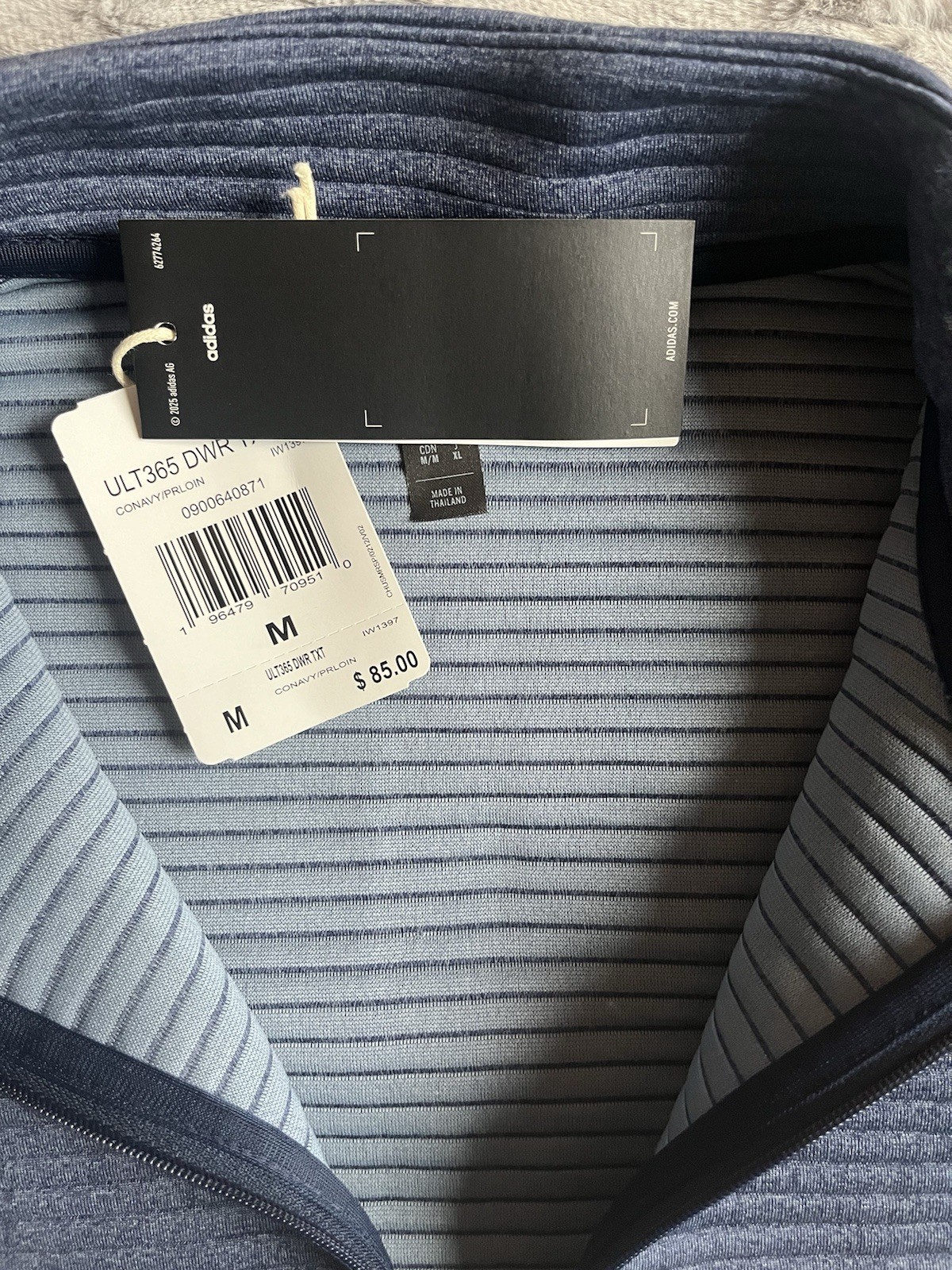 ADIDAS ULTIMATE365 DWR TEXTURED QUARTER-ZIP PULLOVER SWEATER Medium Blue Col NWT