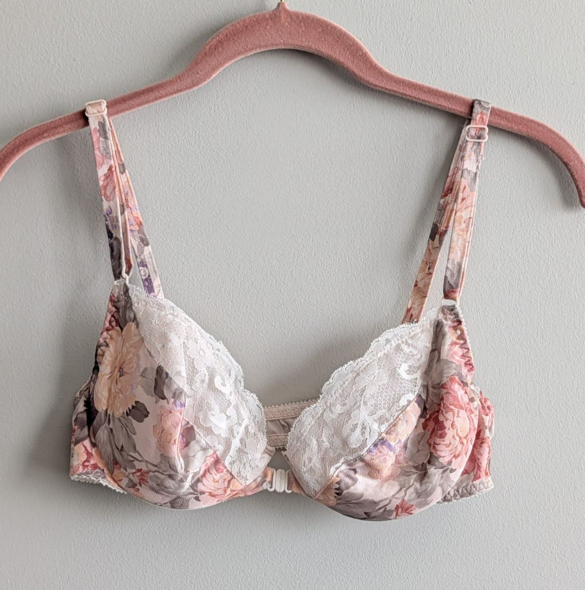 Vtg Maidenform Sweet Nothings Front Close Underwire Bra 36B #6887 Lace Floral