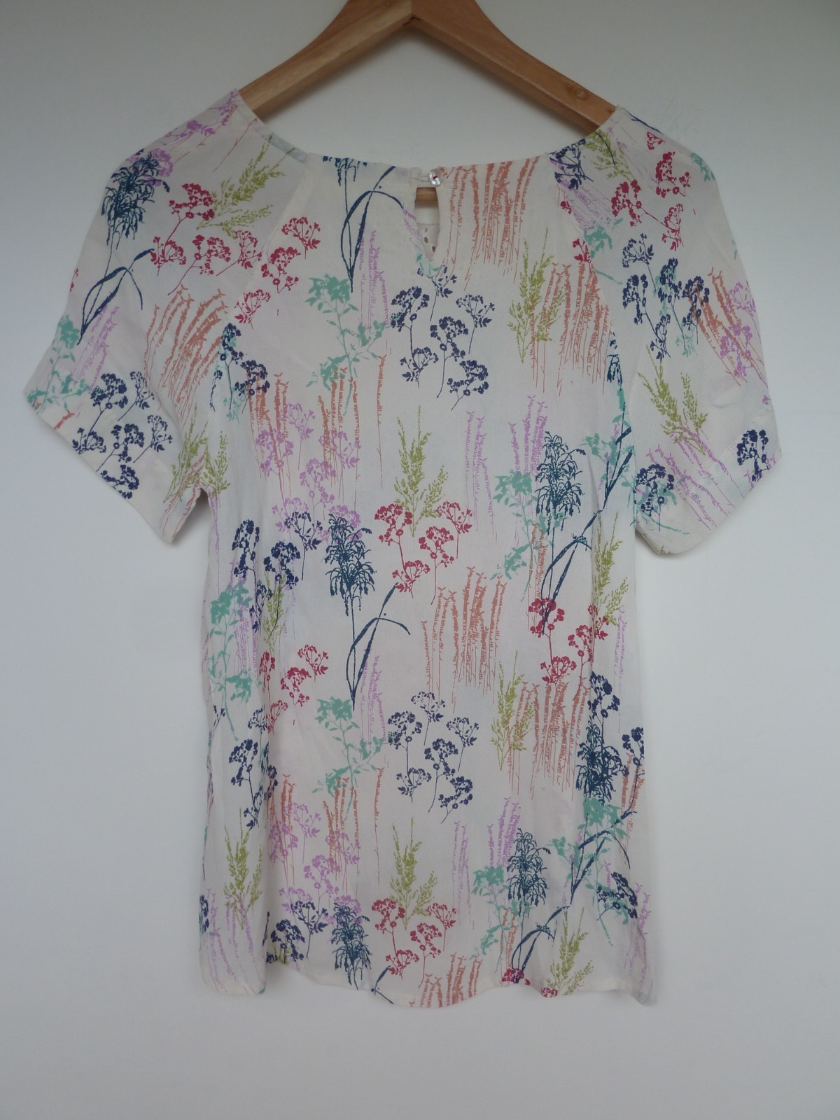 WHITE STUFF ivory off white cream multicolour FLORAL square neck top Size 8