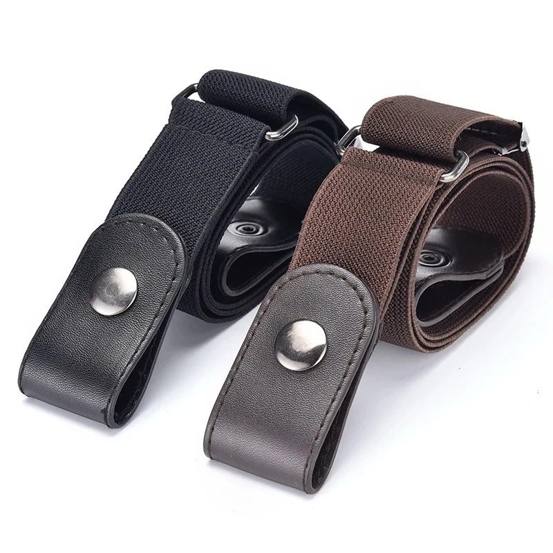 2 Pack No Buckle Elastic Belt Invisible Loop Belt for Jeans Pants