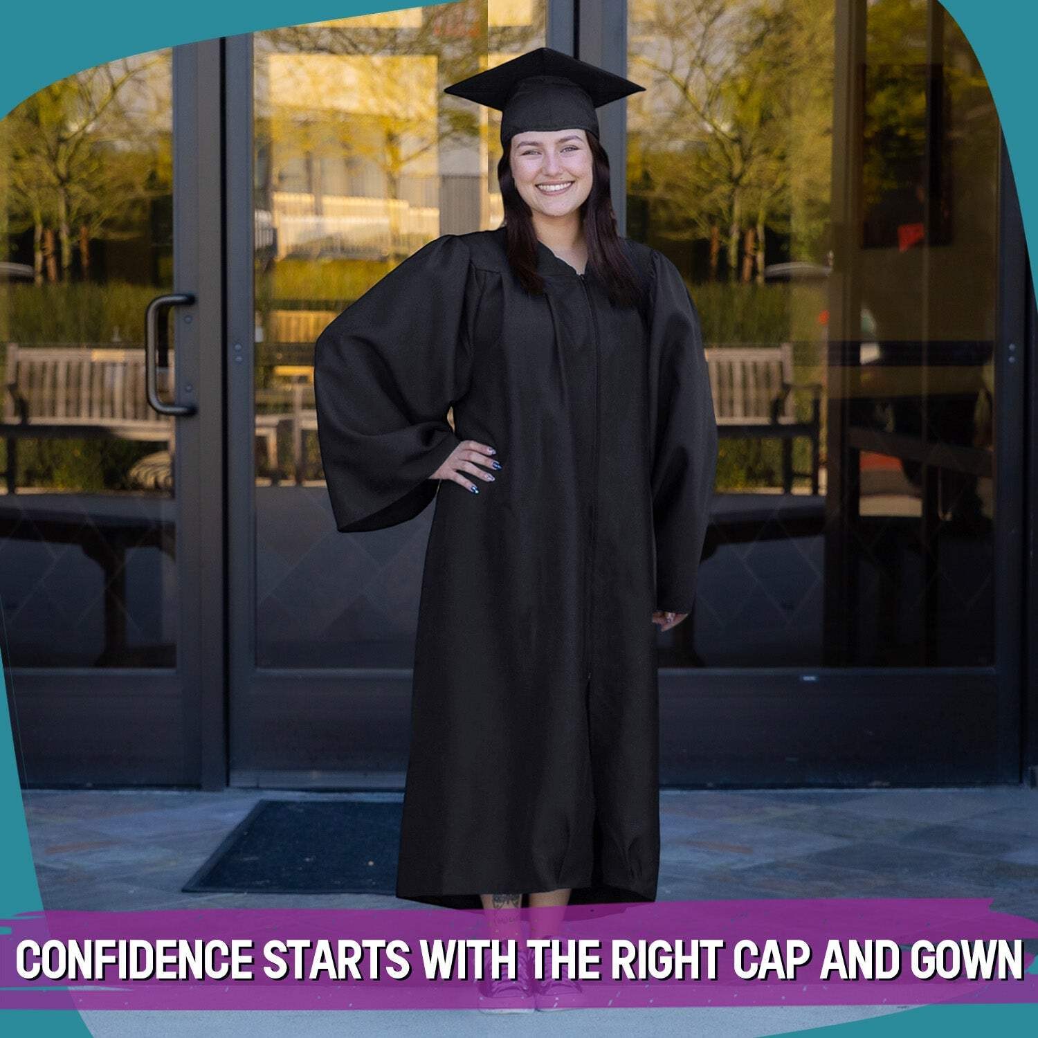 Endea Graduation Matte Black Graduation Gown & Cap