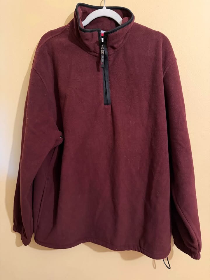 IZOD PerformX Micro Tech Fleece Quarter Zip Pullover Burgundy Jacket Mens Large