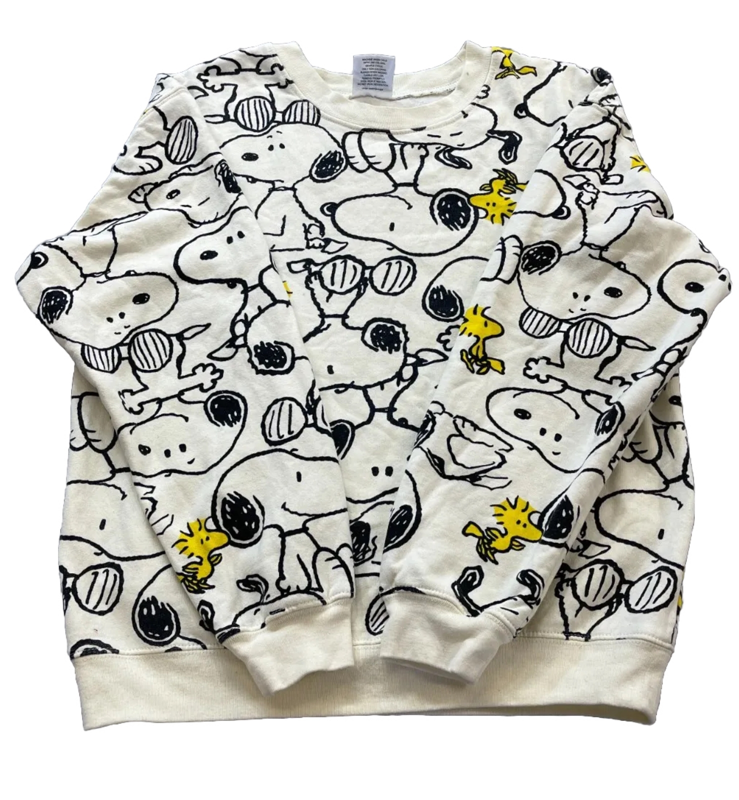 Peanuts Girls Sweatshirt Size M (7-9) Tan Snoopy Crew Long Sleeve Pullover