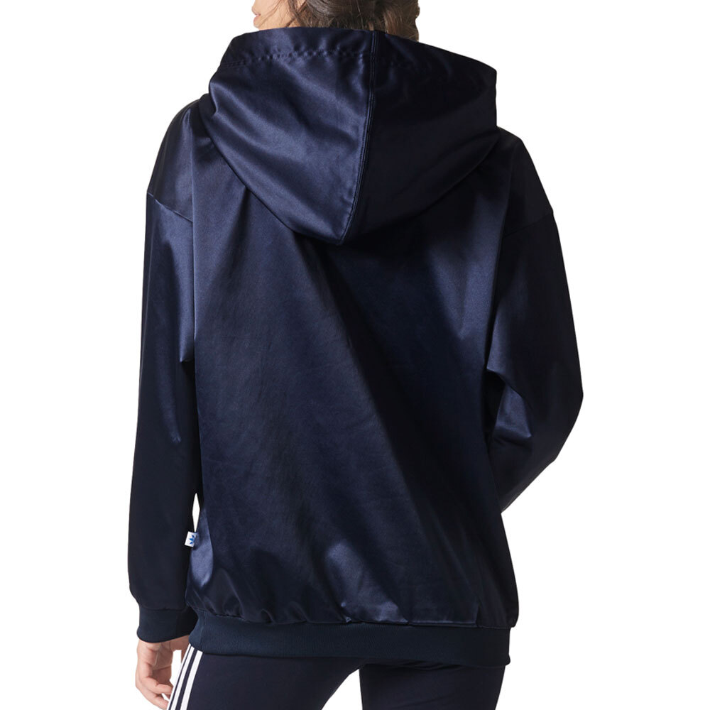 Adidas Originals Trefoil Women’s Satin Pullover Hoodie Legend Ink-White bp9406