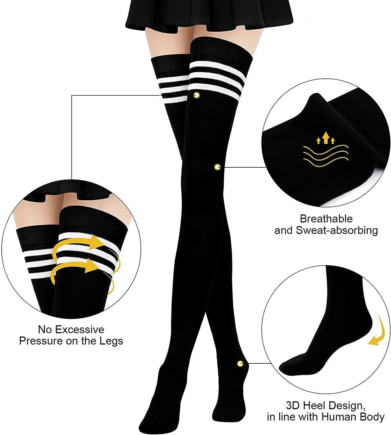 Girls Ladies Women Thigh High Over the Knee Socks Extra Long Cotton Stockings US