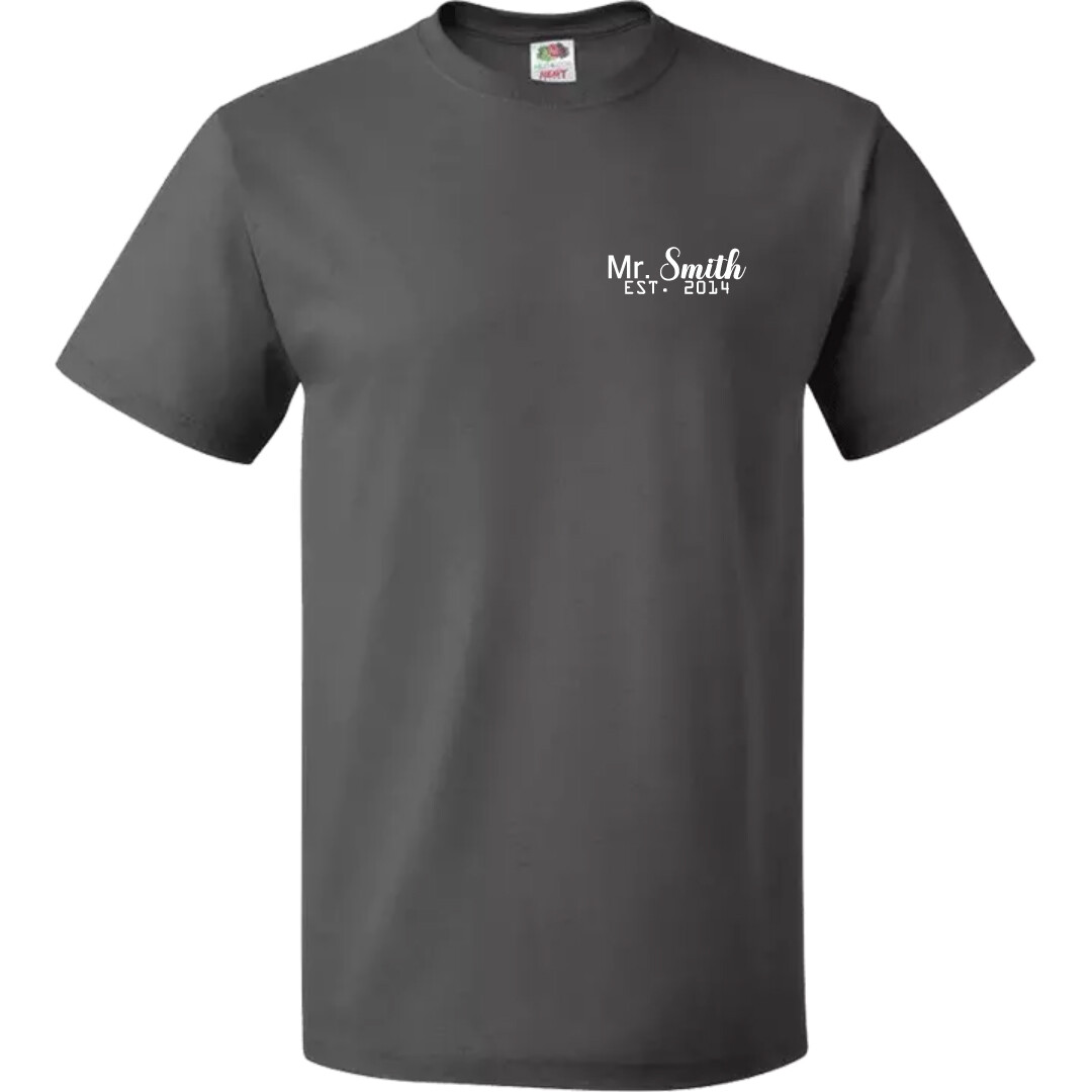 Mr. Surname Year Customise Men`s T-shirt Wedding Anniversary Shirts Tops Gift