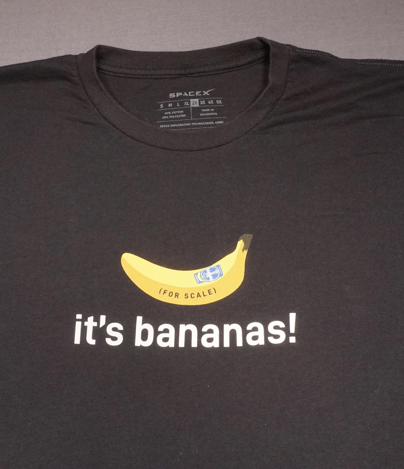 SpaceX Starship Flight 6 Shirt Mens 2XL Black Banana For Scale Elon Musk Tee