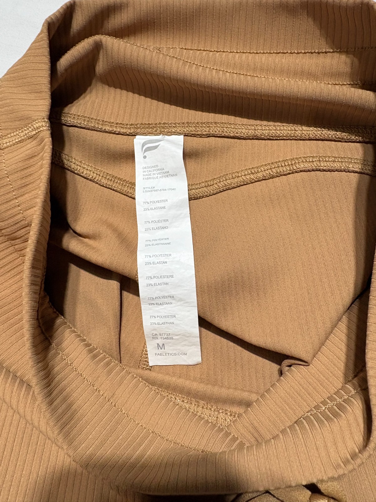 Fabletics Oasis Ribbed High Waisted Leggings Camel Tan Size Medium Earth Tone