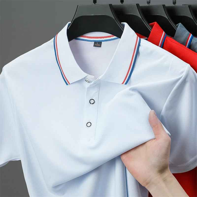 Men’s Solid Polo Shirt Breathable Summer Beach Business Casual Tee Tshirt Gift