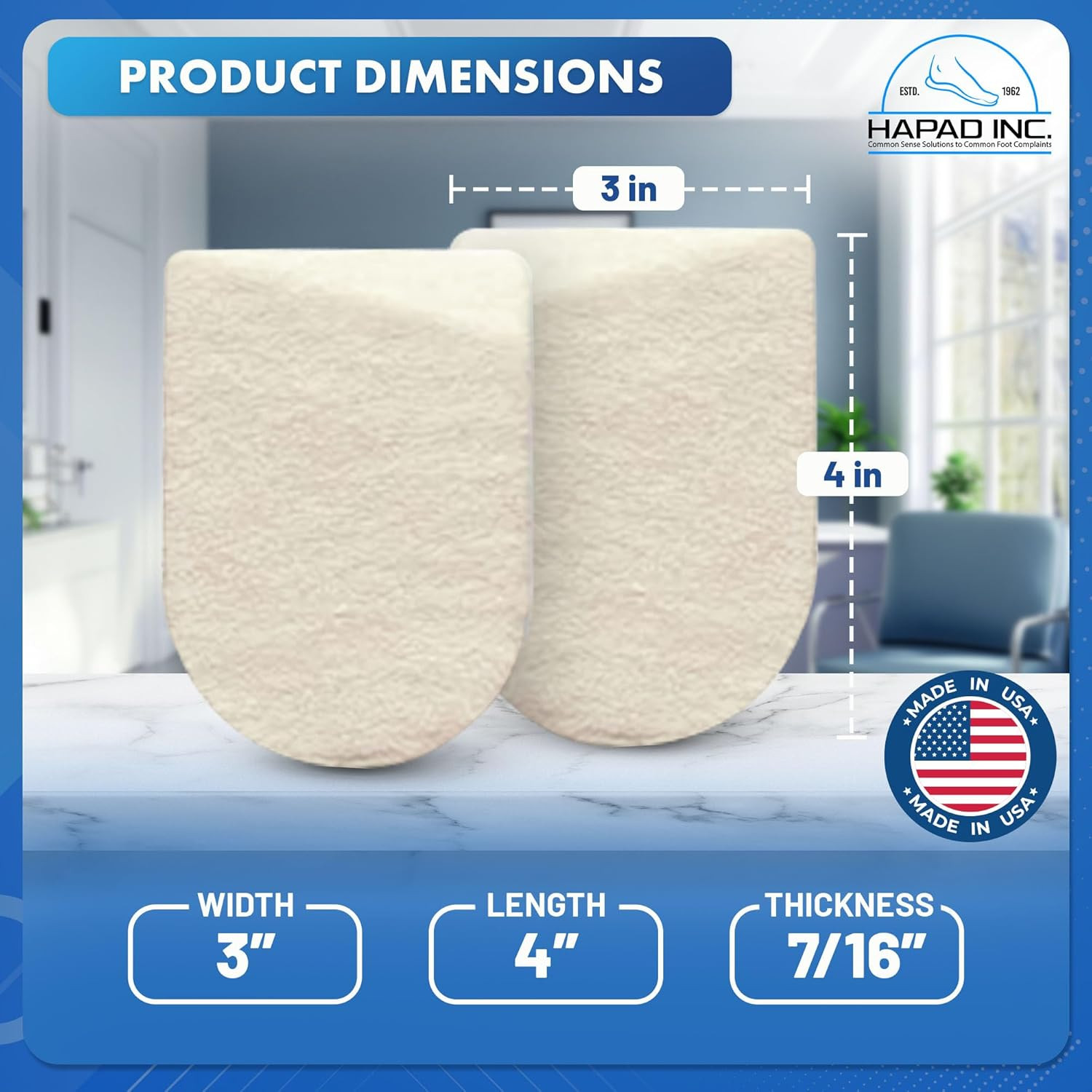 Wool Felt Heel Wedge Inserts for Pronation & Supination Correction (3″ Wide) – O