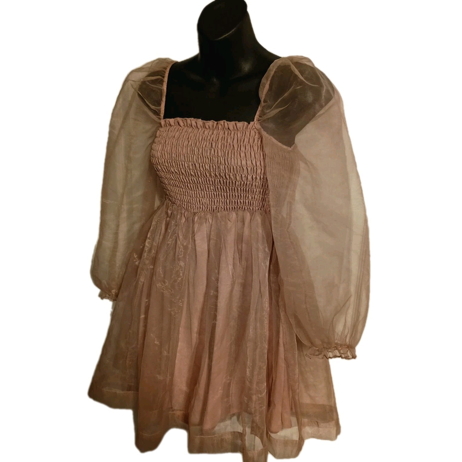 ASOS Rare London Babydoll Tulle Dress Pffy Sleeves Sofisticated Chic Classy Prom
