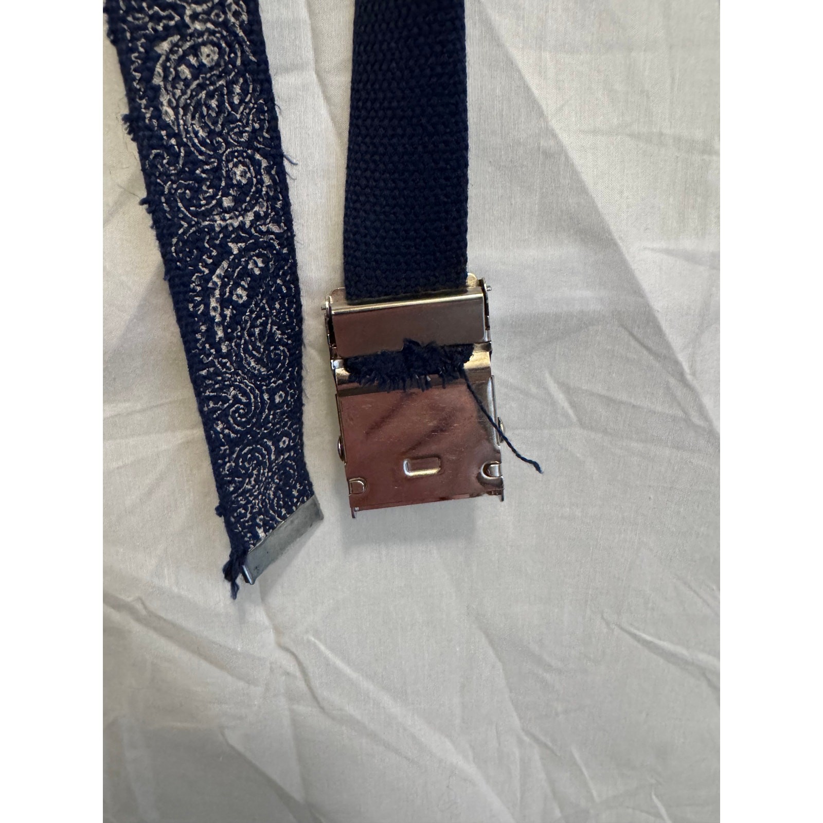 Vintage Blue Paisley Slide Belt Adjustable Retro Waist Accessory