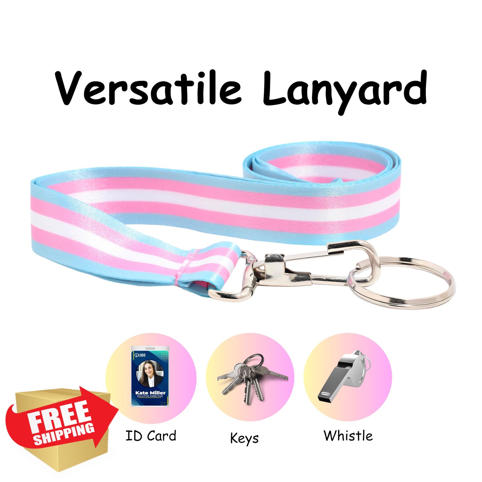 Fundraising For A Cause Transgender Flag Lanyard 1 pc