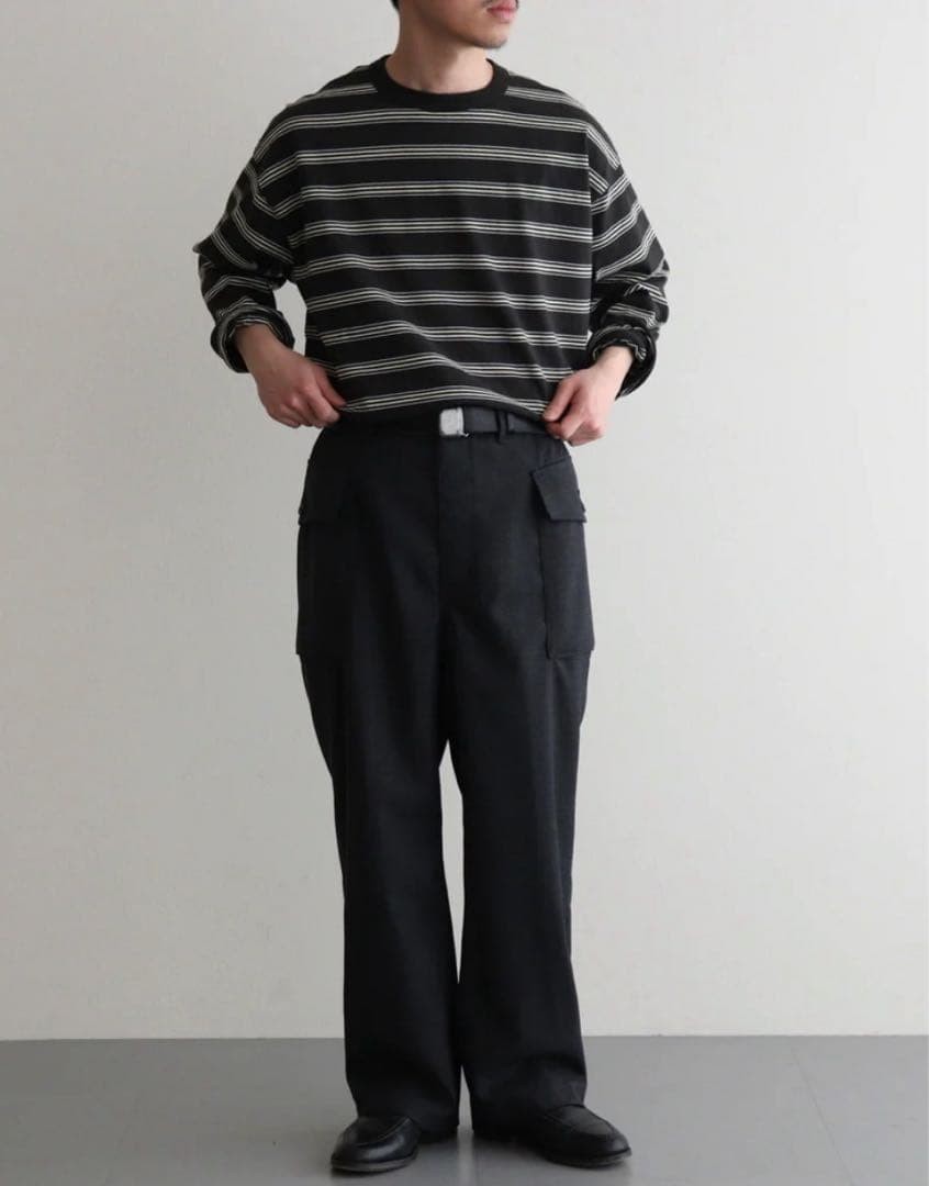 PHIGVEL HOPSACK Wide Pocket Trousers Charcoal Size 3 (L)
