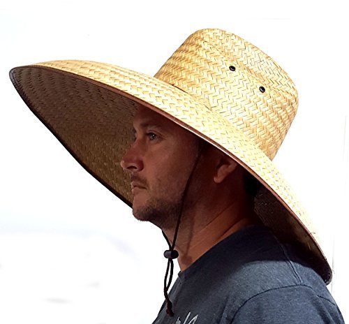 Double Weaved Hard Shell Shade Hat Large Fit Wide Brim Straw Hat