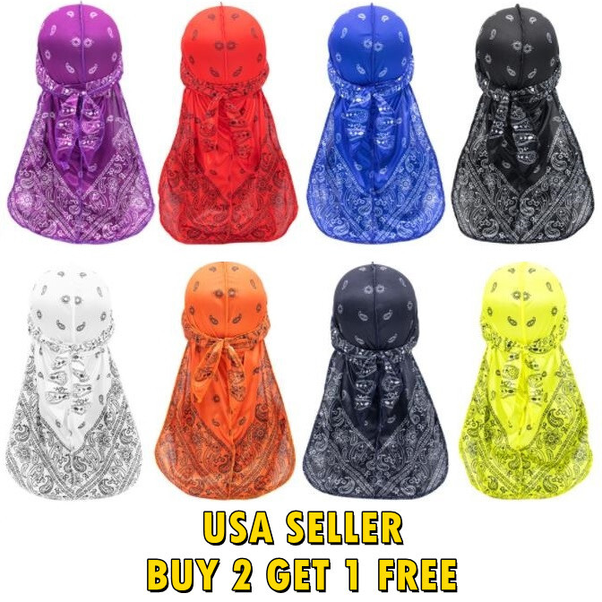 Bandanna Paisley Cotton Durag Unisex Wave Cap Hat Doo Rag Biker Smooth Head Wrap