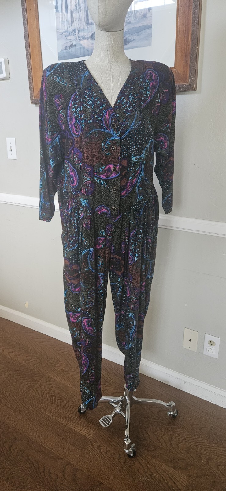 Vintage 1990s Paisley Pattern Jumpsuit By 3k Fashion As Pictured