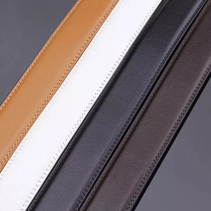 Genuine Leather Mens Ratchet Belt Belts For Man Adjustable Automatic Buckle