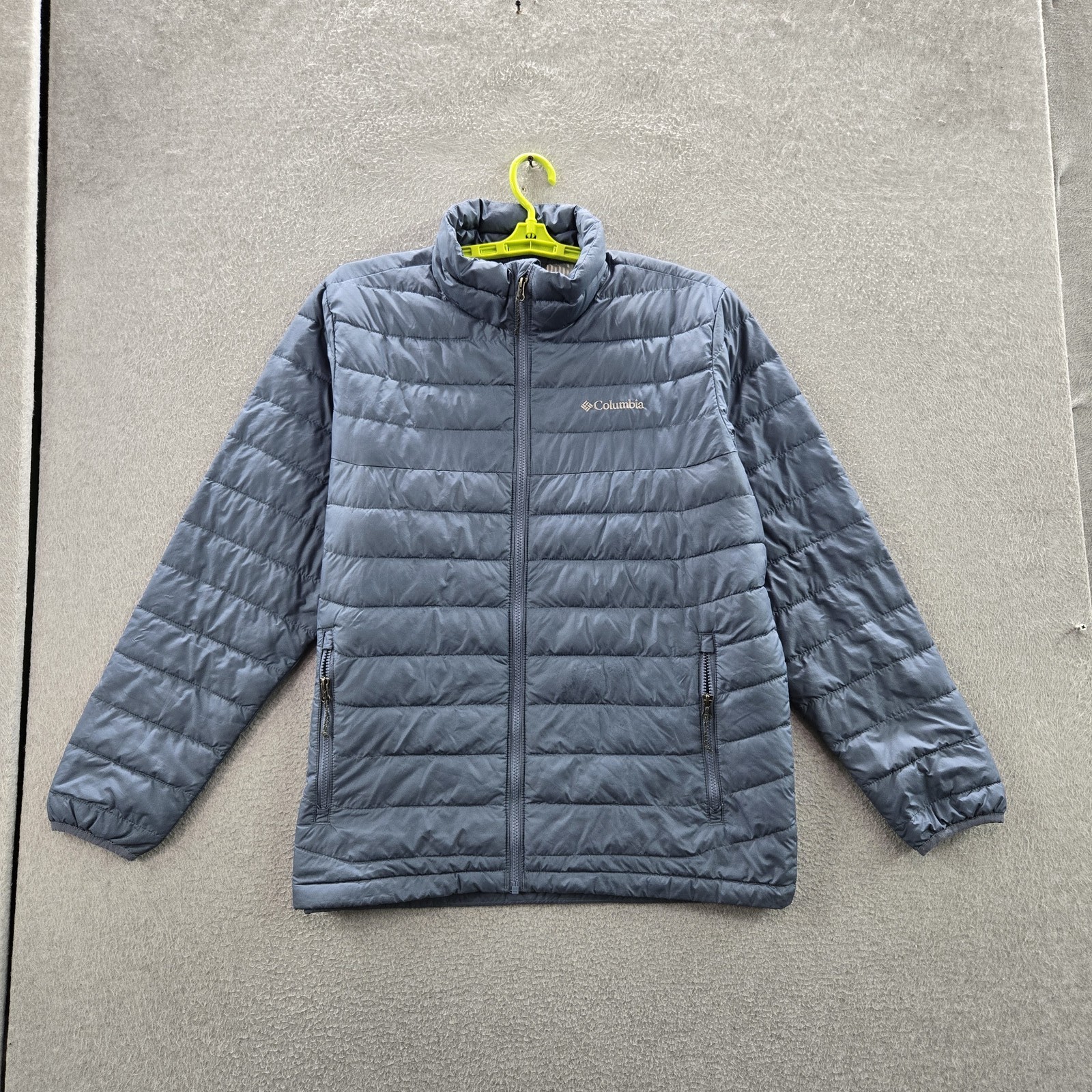 Columbia Men Jacket L Gray Nylon Polyester Microfiber Thermal Coil Puffer