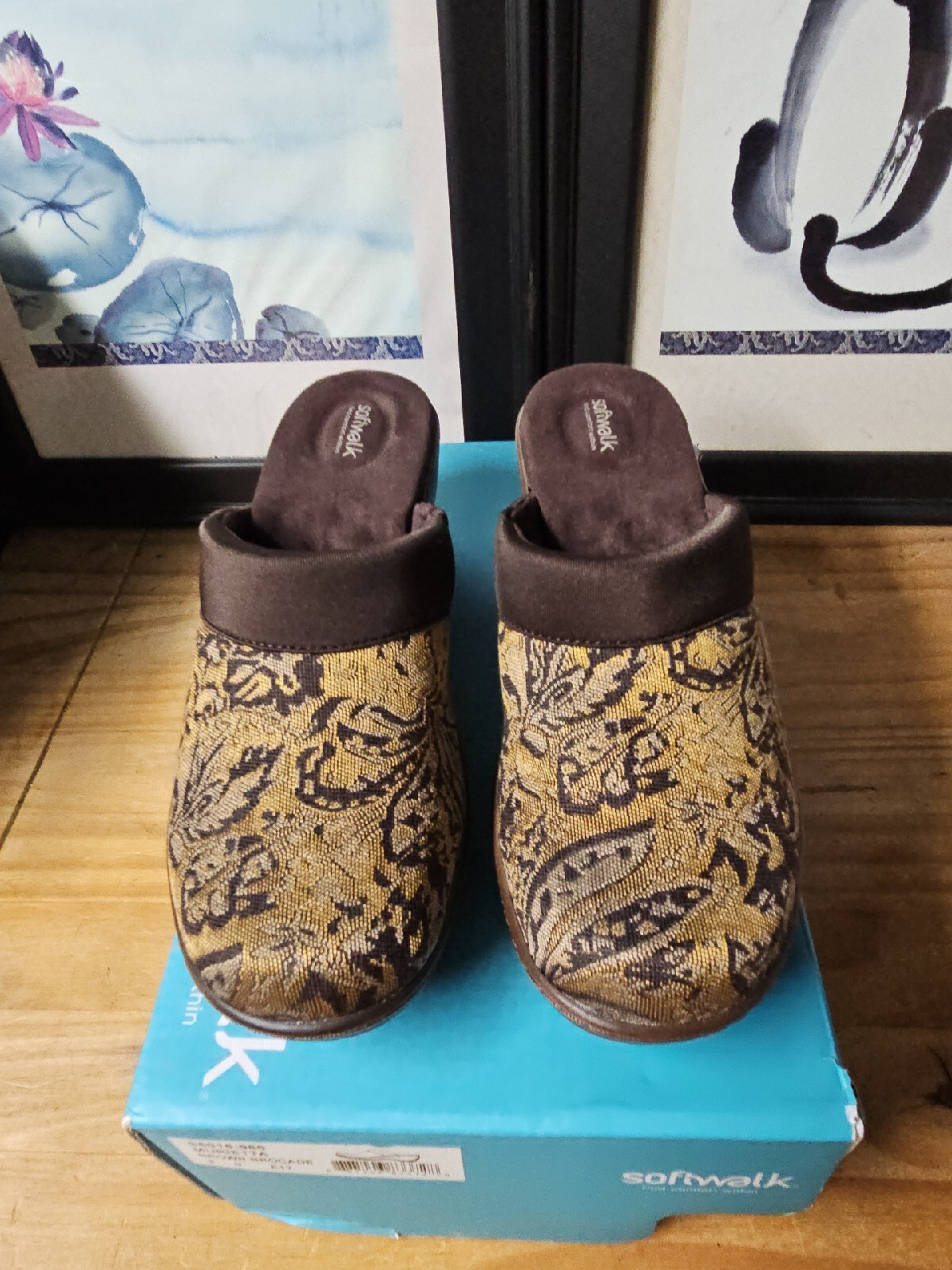 SoftWalk Women’s Murietta Mule, Brown Brocade, fabric upper 9 N US